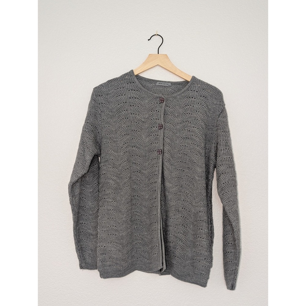 Newcastle Gray Pointelle Knit Cardigan Sweater Womens 2XL